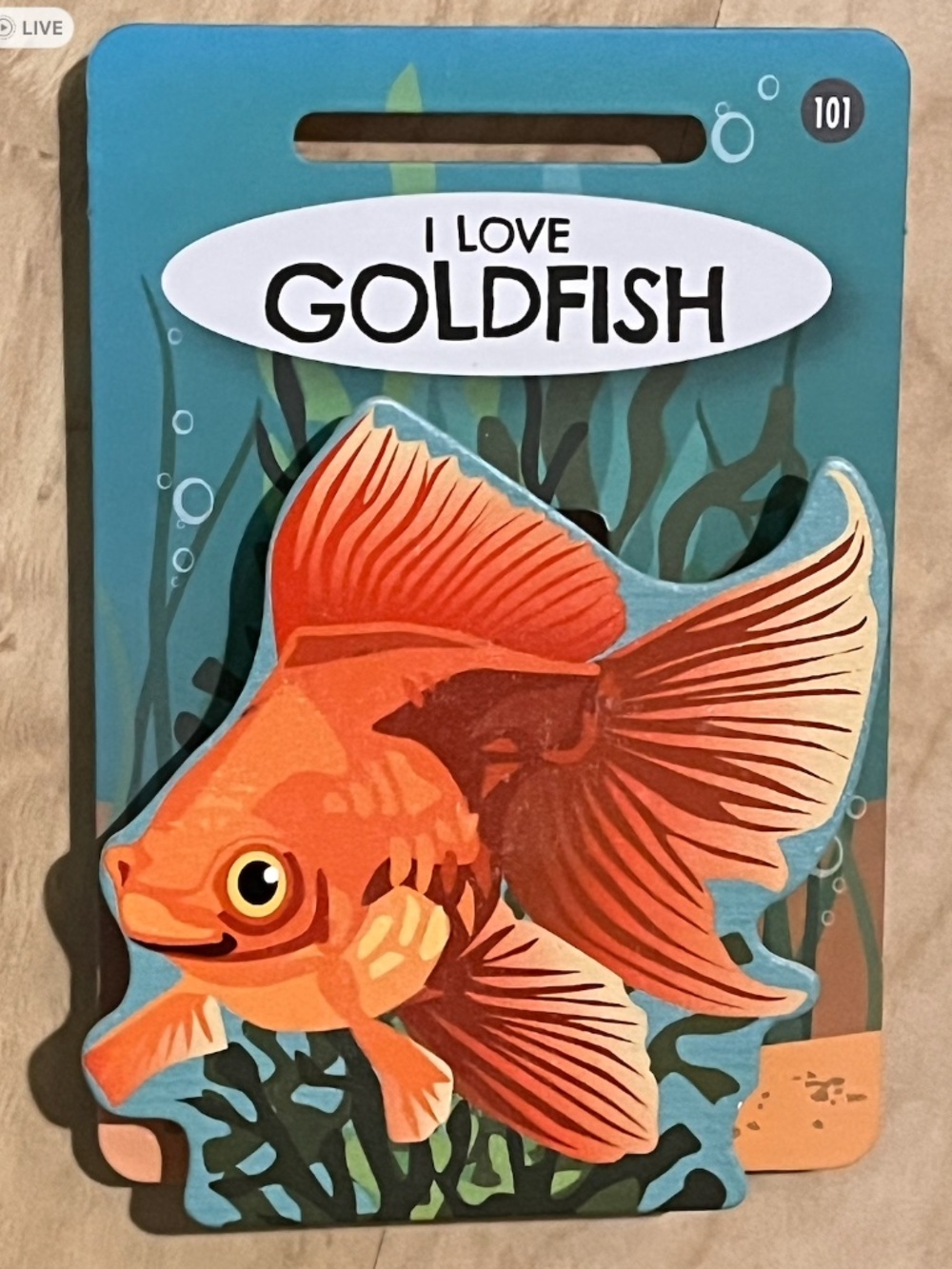 Pet & Critter I LOVE GOLDFISH Wooden Bag Clip,Fridge Magnet NWT
